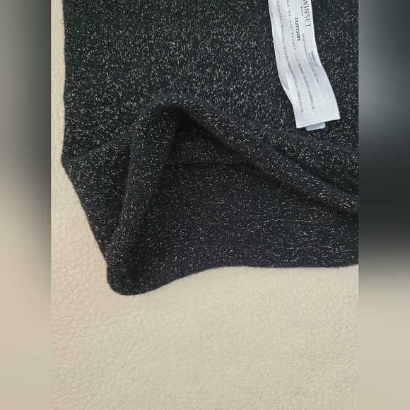 Twinset Milano Wool Blend Snood Scarf Wool Black Sparkle Neck Warmer Size L - Picture 3 of 6